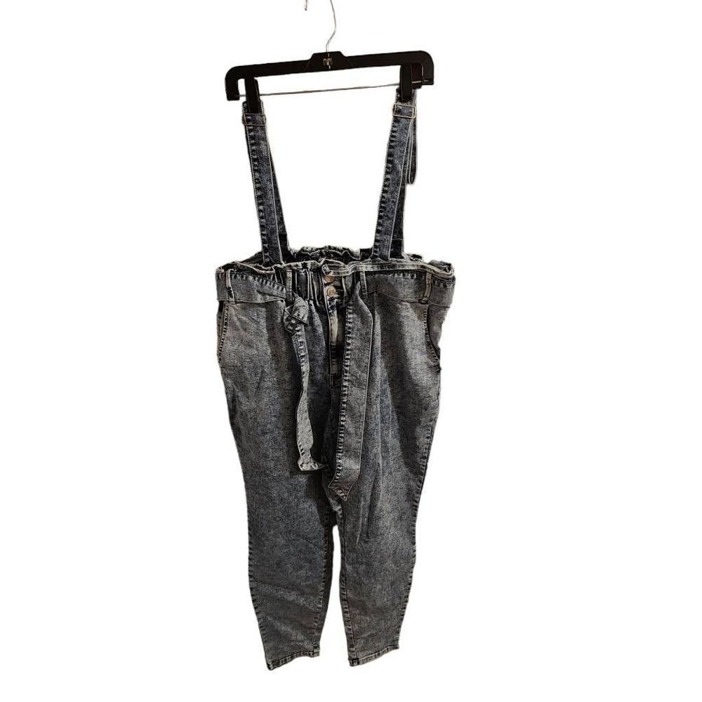 Fashion To Figure NWT Paperbag Stonewash Overall Suspender Pants Size 20